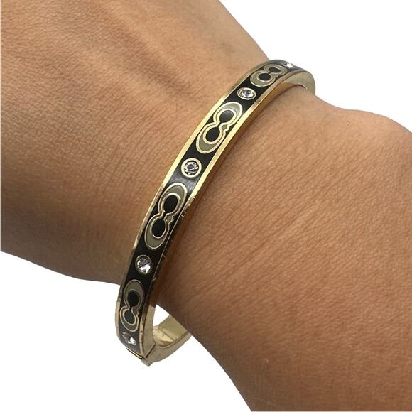 COACH Signature Stone Hinged Bangle Bracelet - Picture 1 of 6